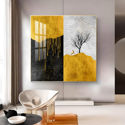 Majestic Tree Glass Finish Square Wall Art