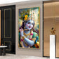 Hare Krishna Ji Glass Finish Vertical Wall Art