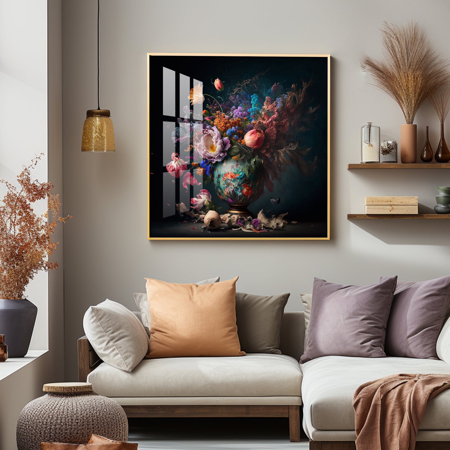 Botanical Beauty Glass Finish Square Wall Art