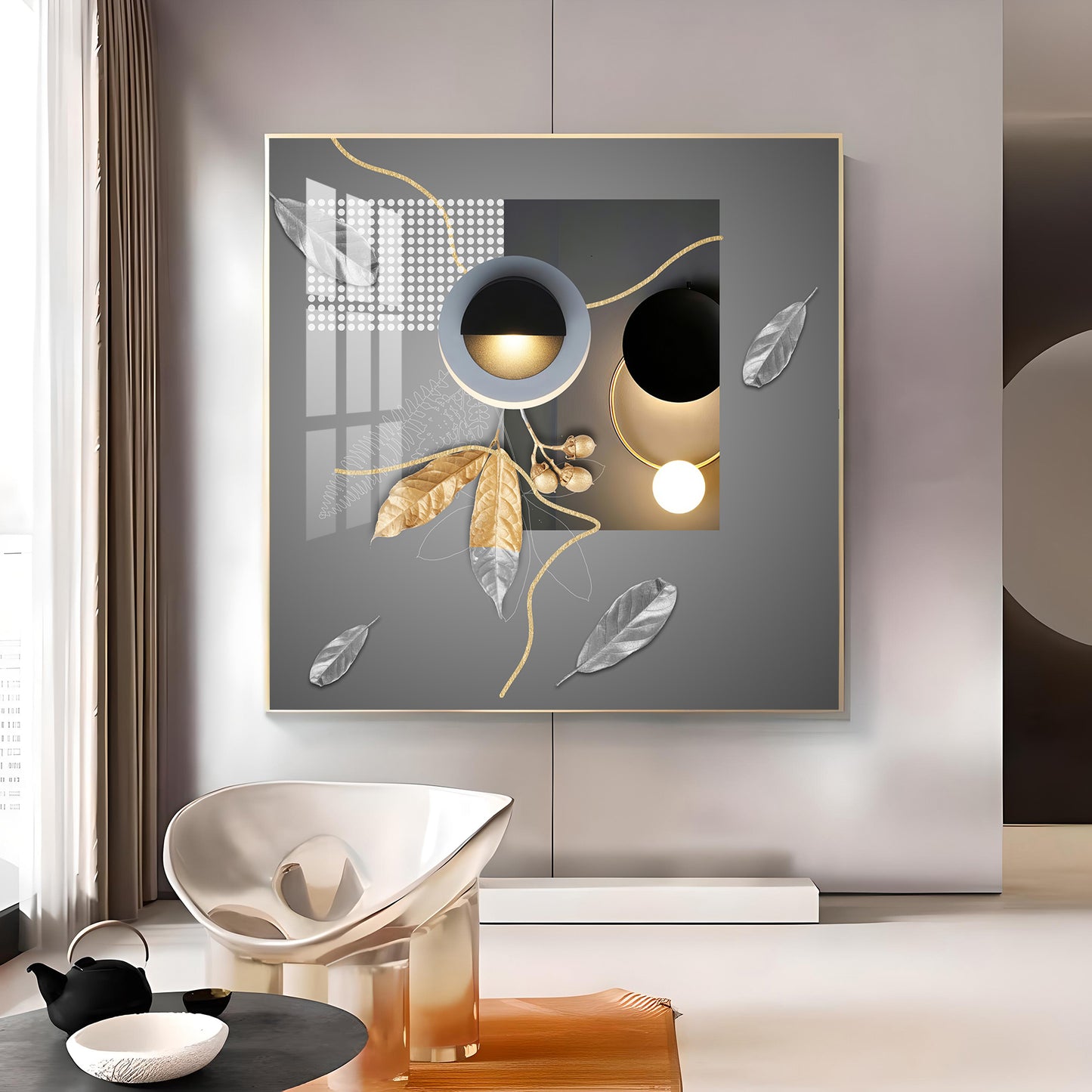 Ethereal Eclipse Glass Finish Square Wall Art