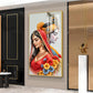 Loving Radha Krishna Glass Finish Vertical Wall Art