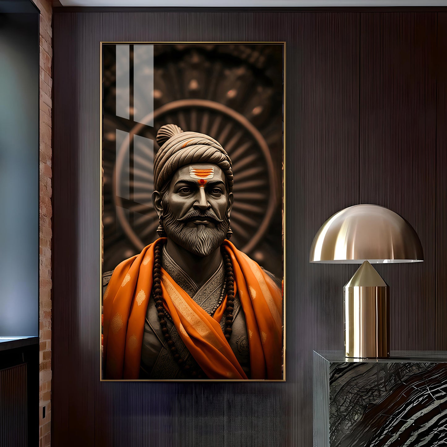 Chhatrapati Shivaji Maharaj Ji Glass Finish Vertical Wall Art