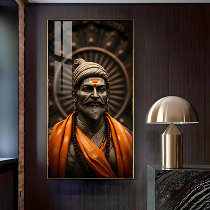 Chhatrapati Shivaji Maharaj Ji Glass Finish Vertical Wall Art