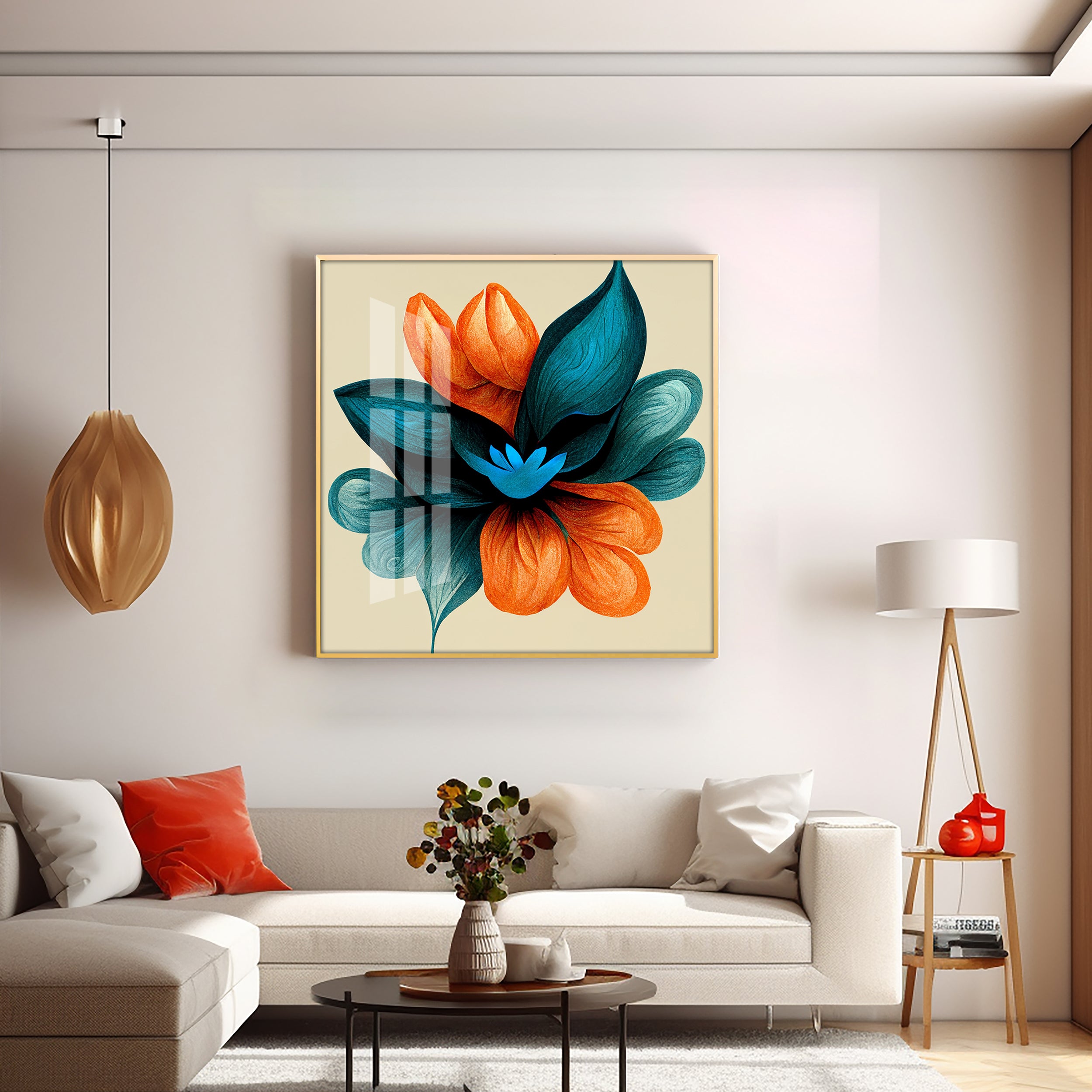 Abstract Ethereal Petals Glass Finish Square Wall Art