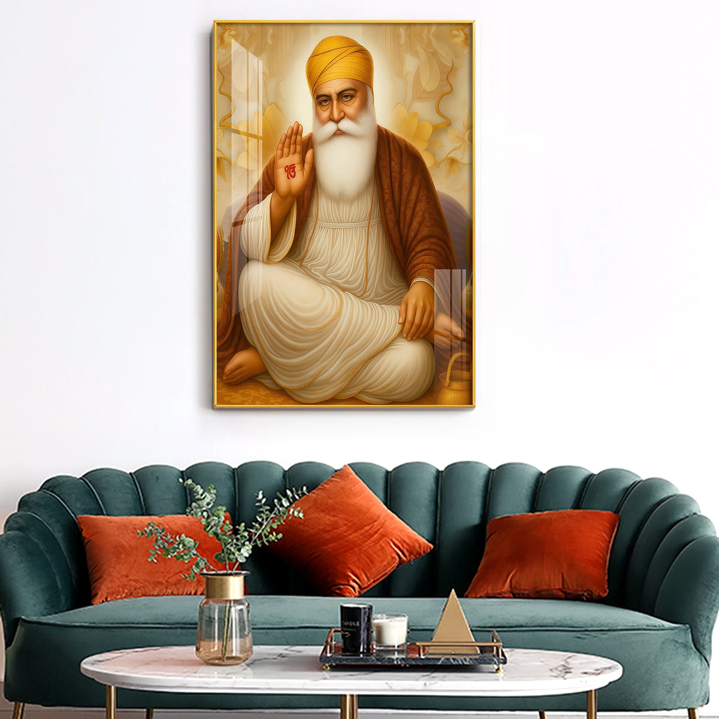 Spiritual Waheguru ji Glass Finish Vertical Wall Art