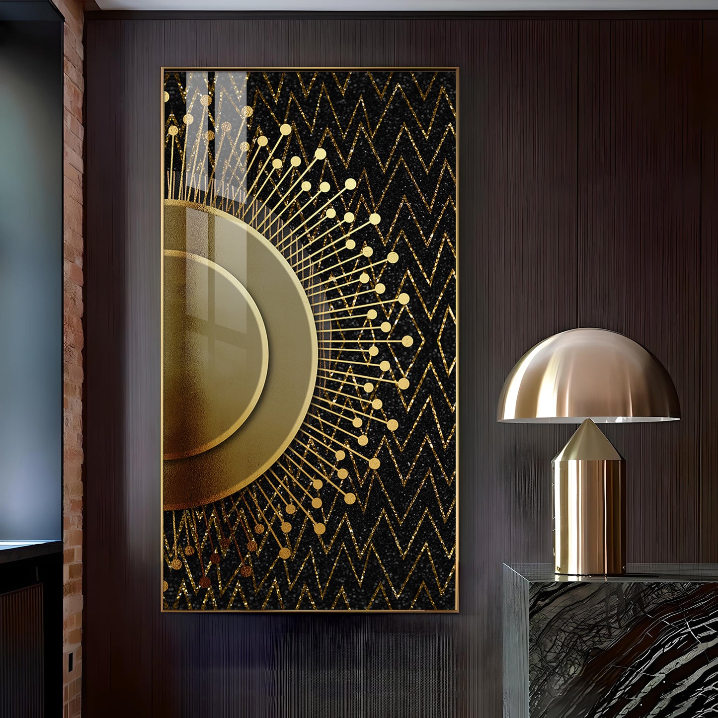 Striped Opulence Glass Finish Vertical Wall Art