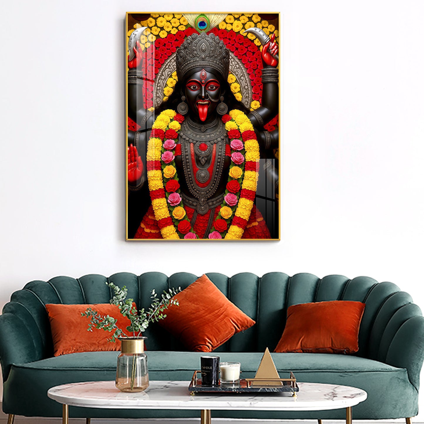 Hindu Goddess Kali Glass Finish Vertical Wall Art
