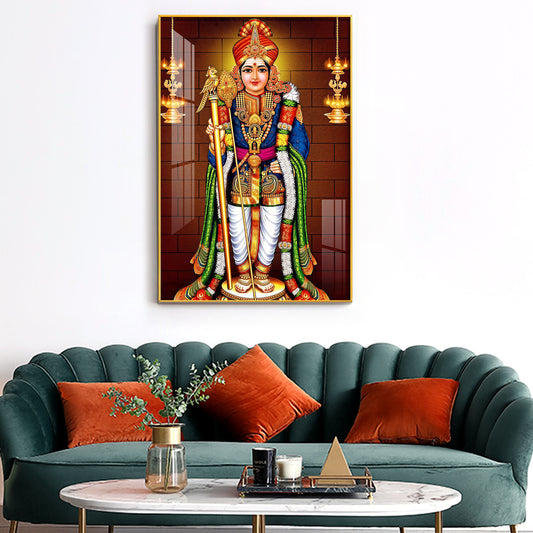 Divine Lord Murugan Spiritual Glass Finish Wall Art