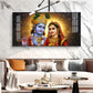 Sri Radhe Krishna Loving Charm Glass Finish Horizontal Wall Art