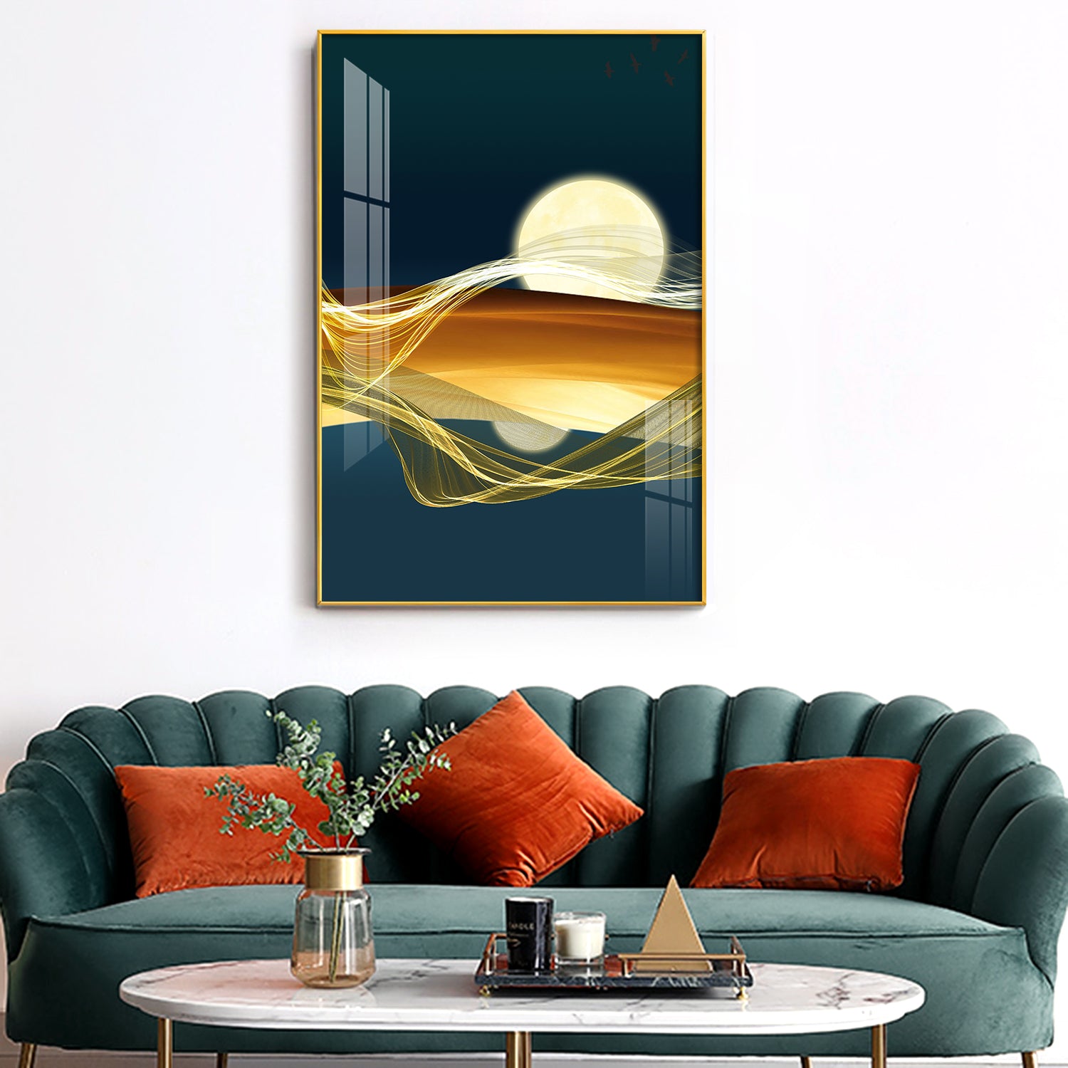 Modern Vista Glass Finish Vertical Wall Art