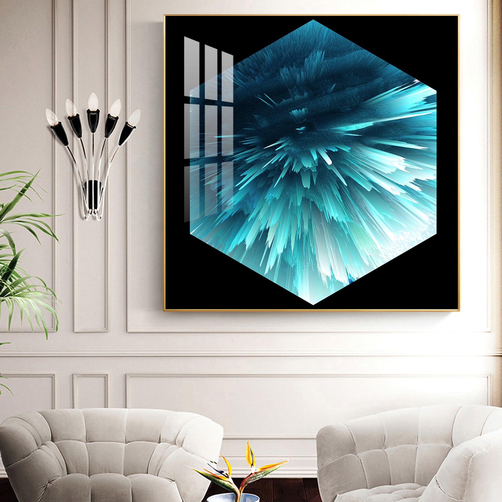 Oceanic Abstraction Glass Finish Square Wall Art