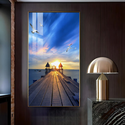 Seagull's Haven Glass Finish Vertical Wall Art