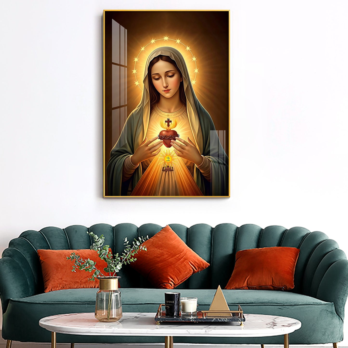 Immaculate Heart of Mary Glass Finish Vertical Wall Art
