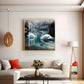 Graceful Swans in Water Glass Finish Square Wall Art