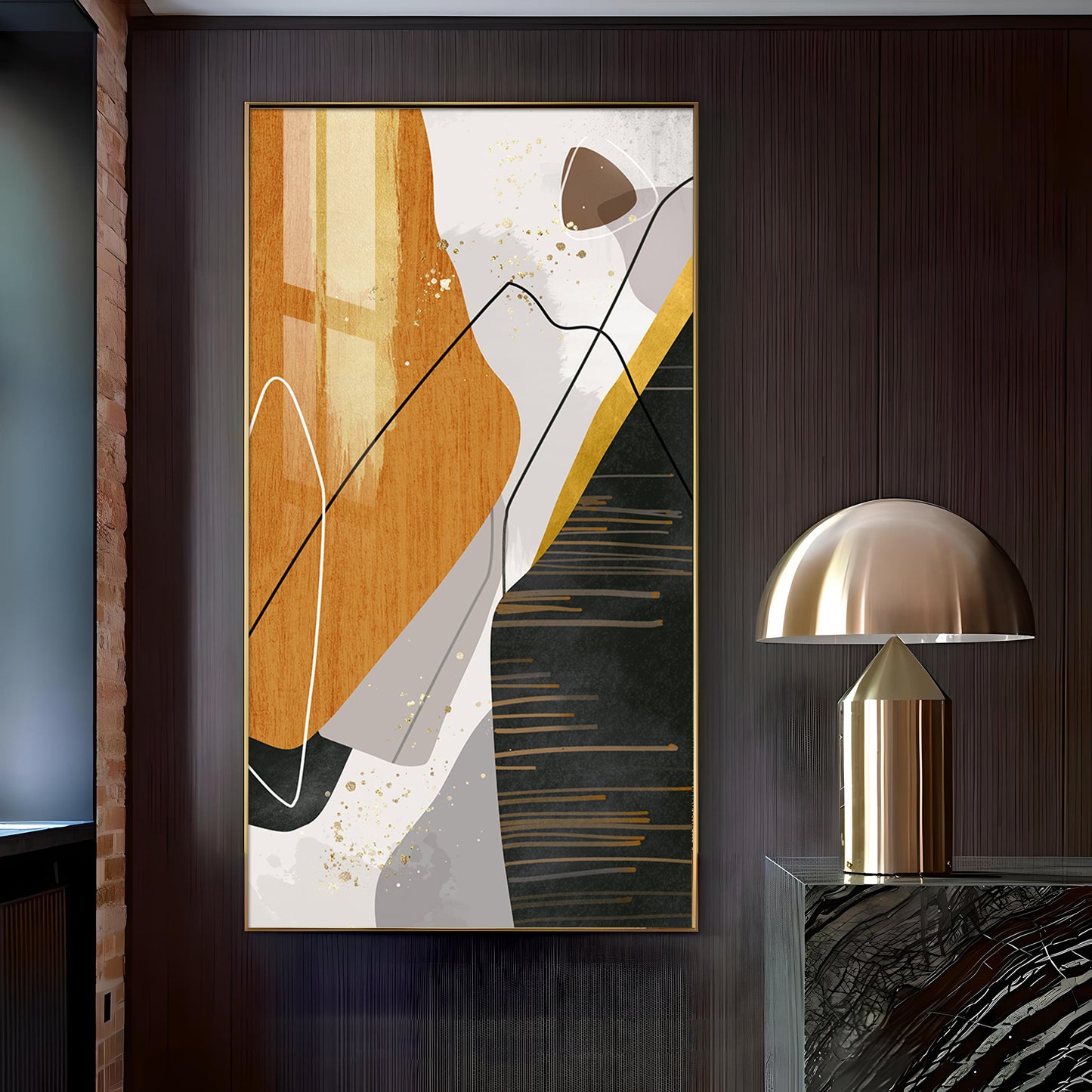 Noir Elegance Glass Finish Vertical Wall Art