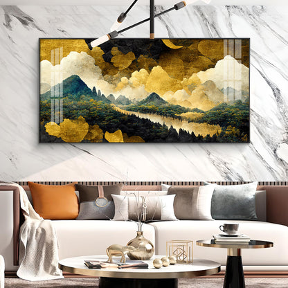 Golden Skies Glass Finish Horizontal Wall Art