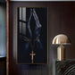 Jesus On The Cross Hand Glass Finish Vertical Wall Art