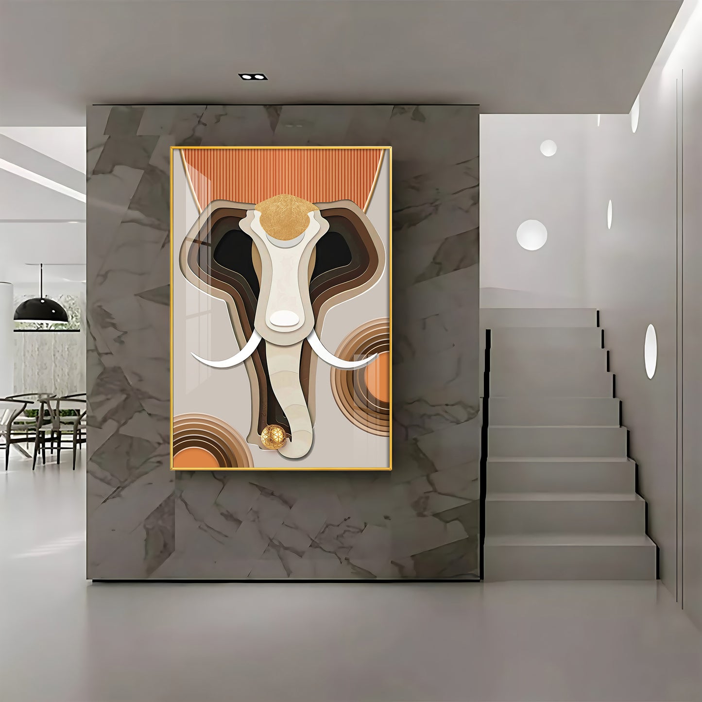 Elephantine Elegance Glass Finish Vertical  Wall Art