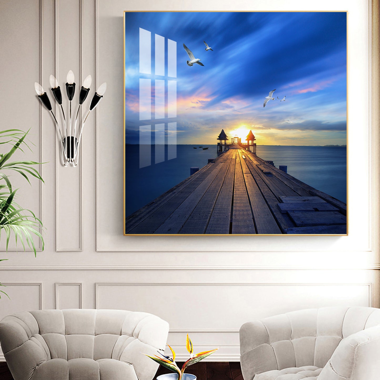 Sunset Vision Glass Finish Square Wall Art