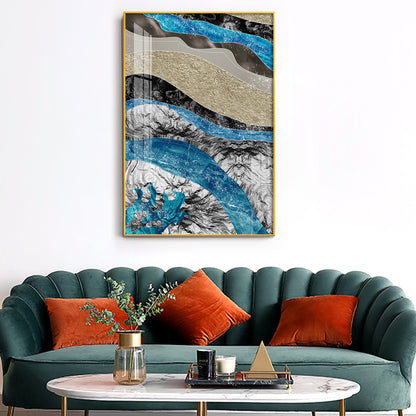 Abstract Horizon Glass Finish Vertical Wall Art