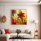 Scarlet Bloom Glass Finish Square Wall Art