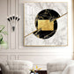 Gold-Infused Black Marble Glass Finish Square Wall Art