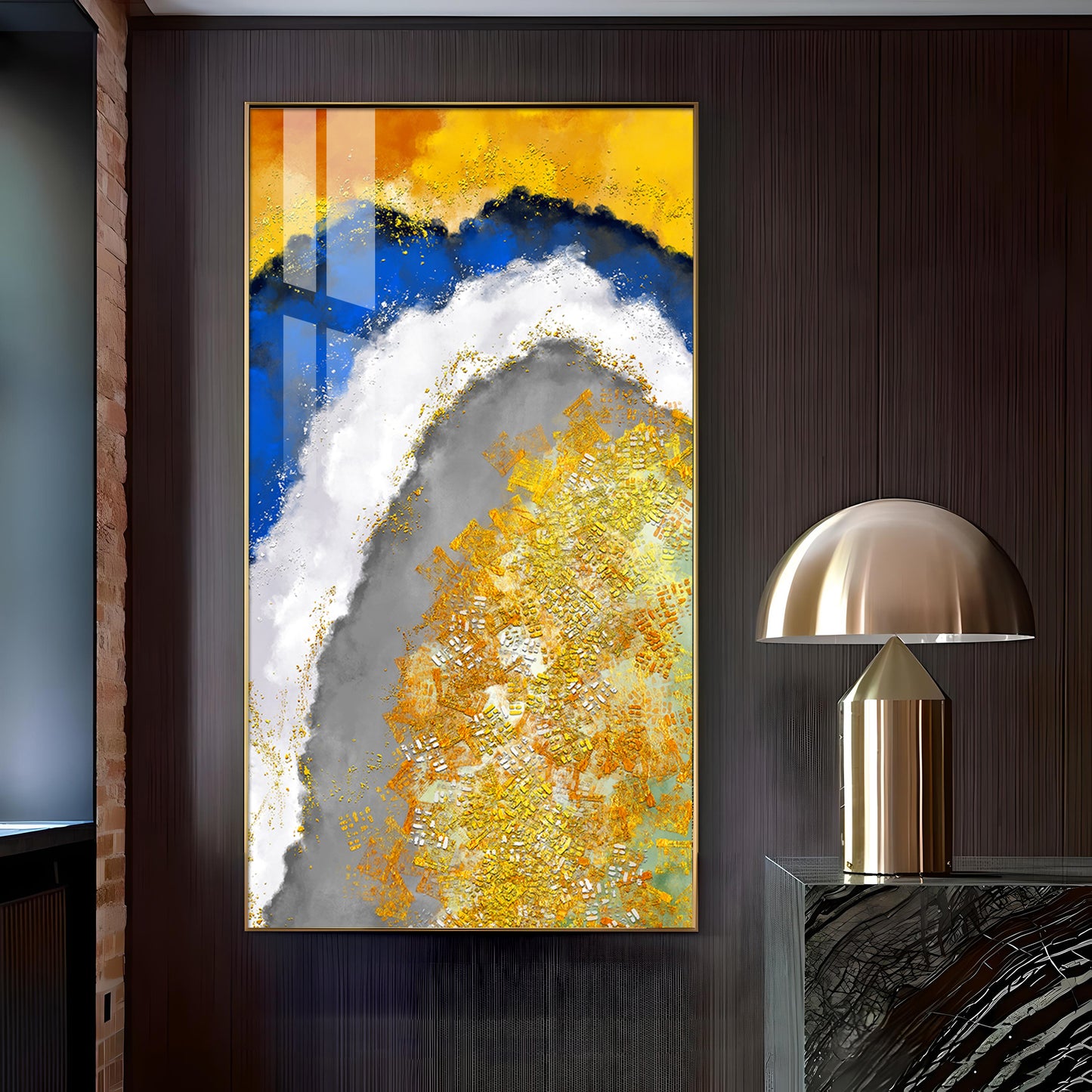 Ethereal Waveform Glass Finish Vertical Wall Art