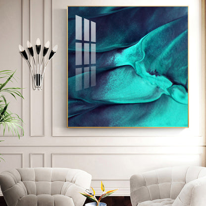 Azure Wave Masterpiece Glass Finish Square Wall Art