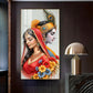 Loving Radha Krishna Glass Finish Vertical Wall Art