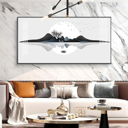 Watercolor Mountains Glass Finish Horizontal Wall Art