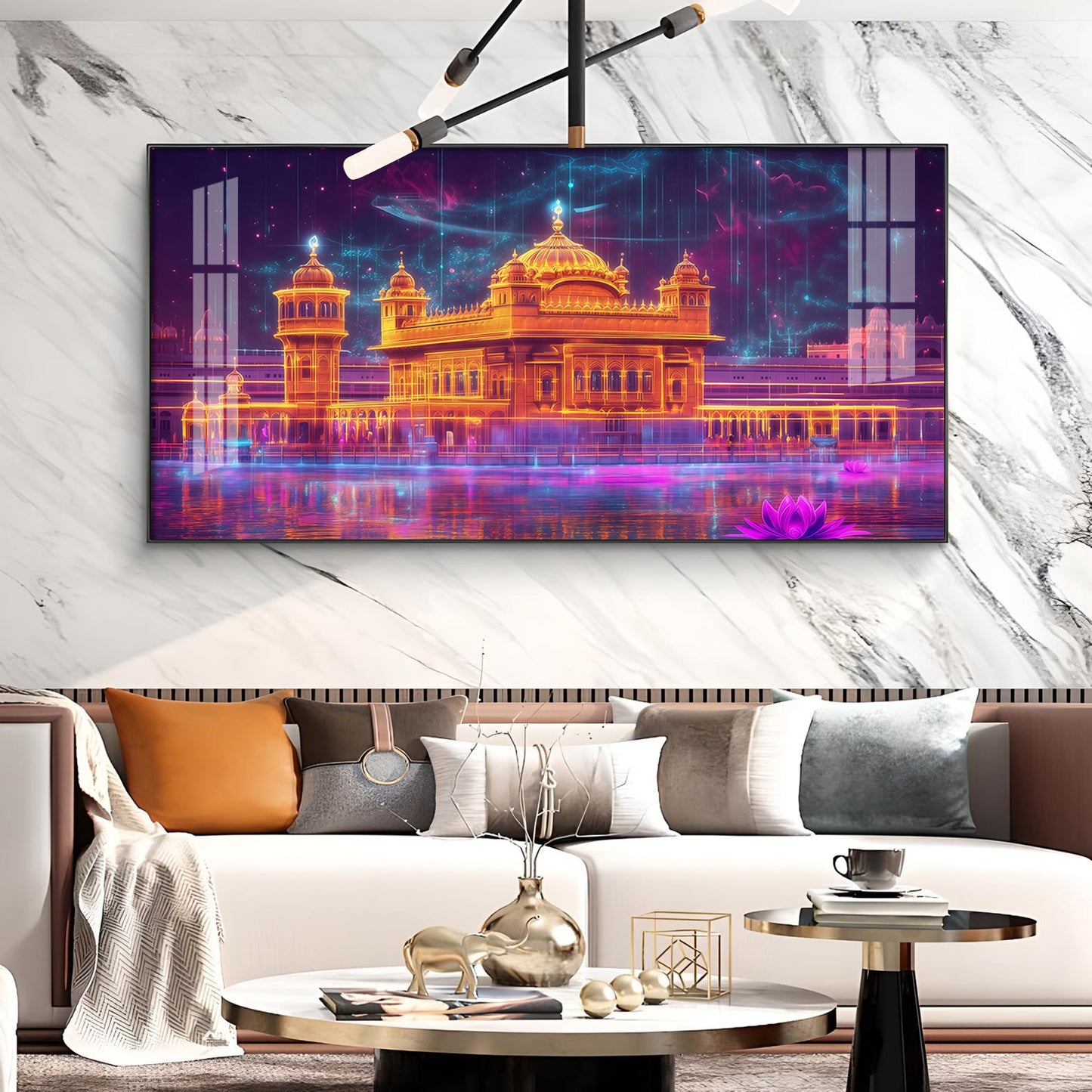 Sri Harmandir Sahib Glass Finish Horizontal Wall Art