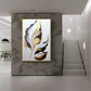 Luxe Leaf Art Glass Finish Vertical Wall Art