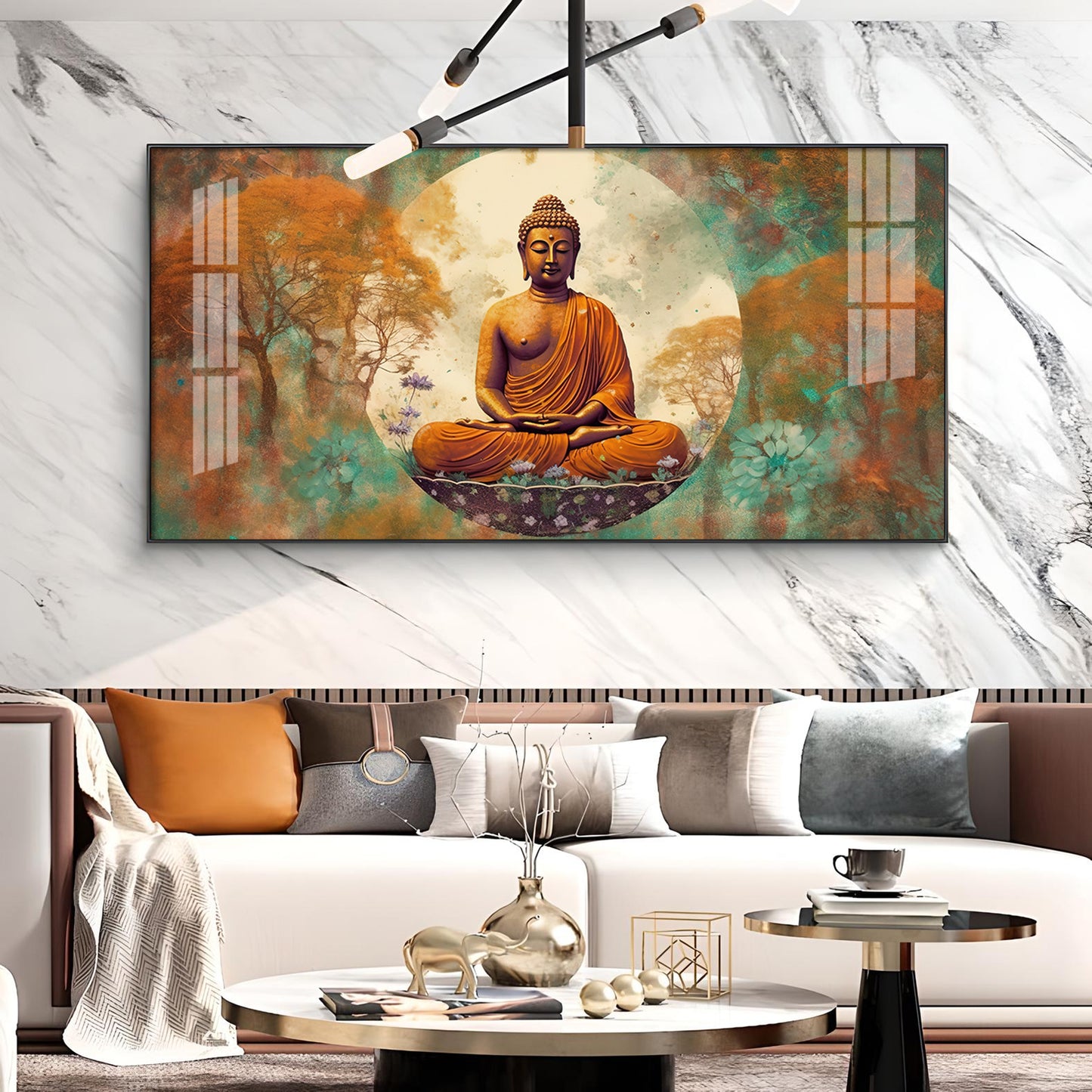 Ancient Buddha Glass Finish Horizontal Wall Art