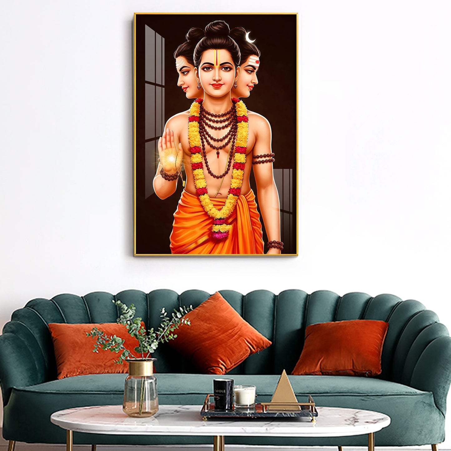 Lord Dattatreya Glass Finish Vertical Wall Art