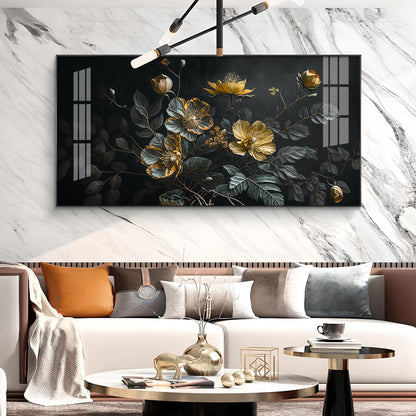 Amazing Flower Blooming Glass Finish Horizontal Wall Art