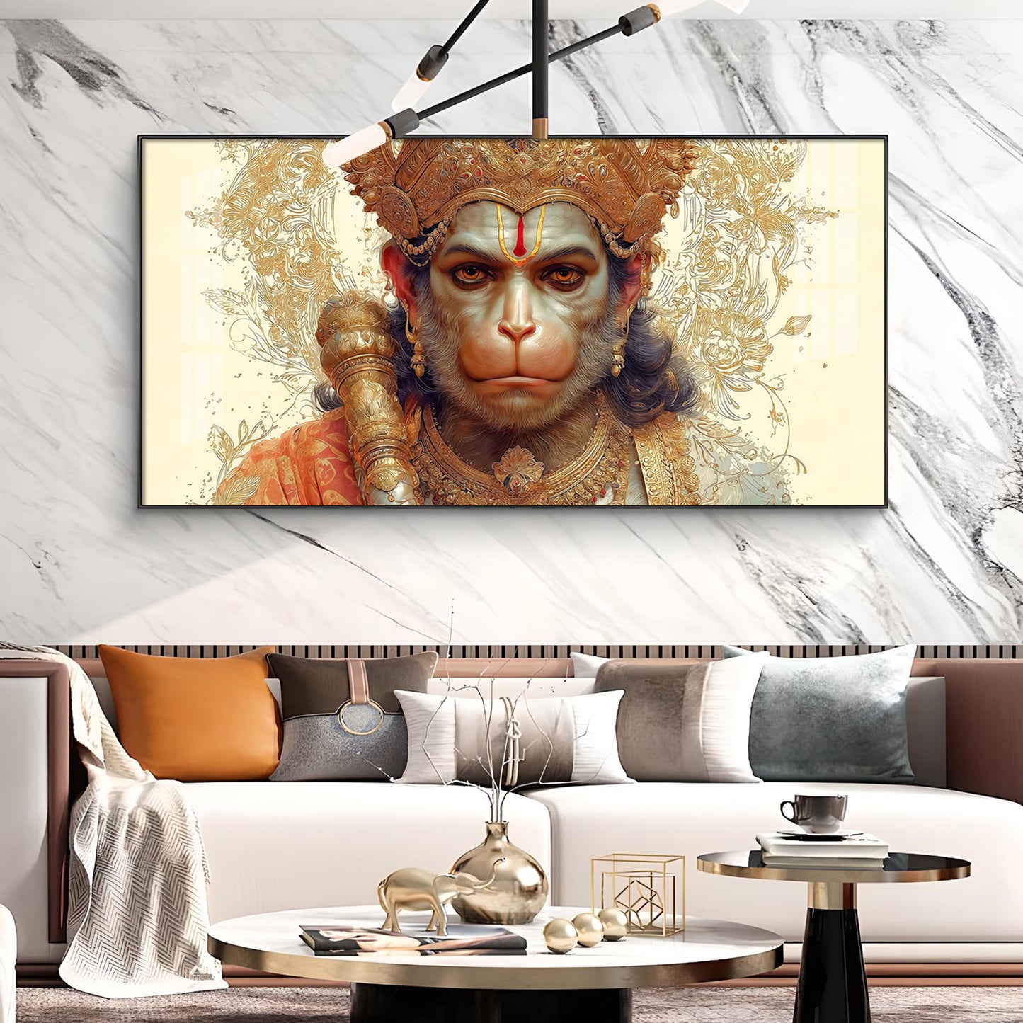 Shri Ram Bhakt Balaji Glass Finish Horizontal Wall Art