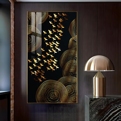 Luminescent Flight Glass Finish Vertical Wall Art