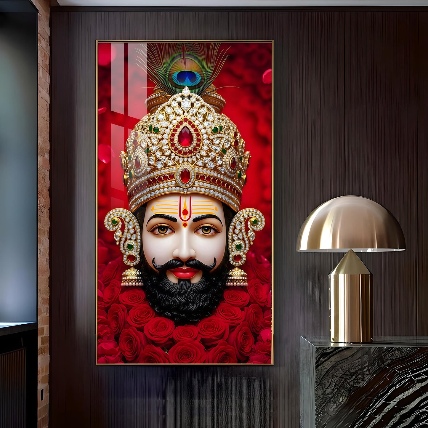 Shyam Baba Glass Finish Vertical Wall Art