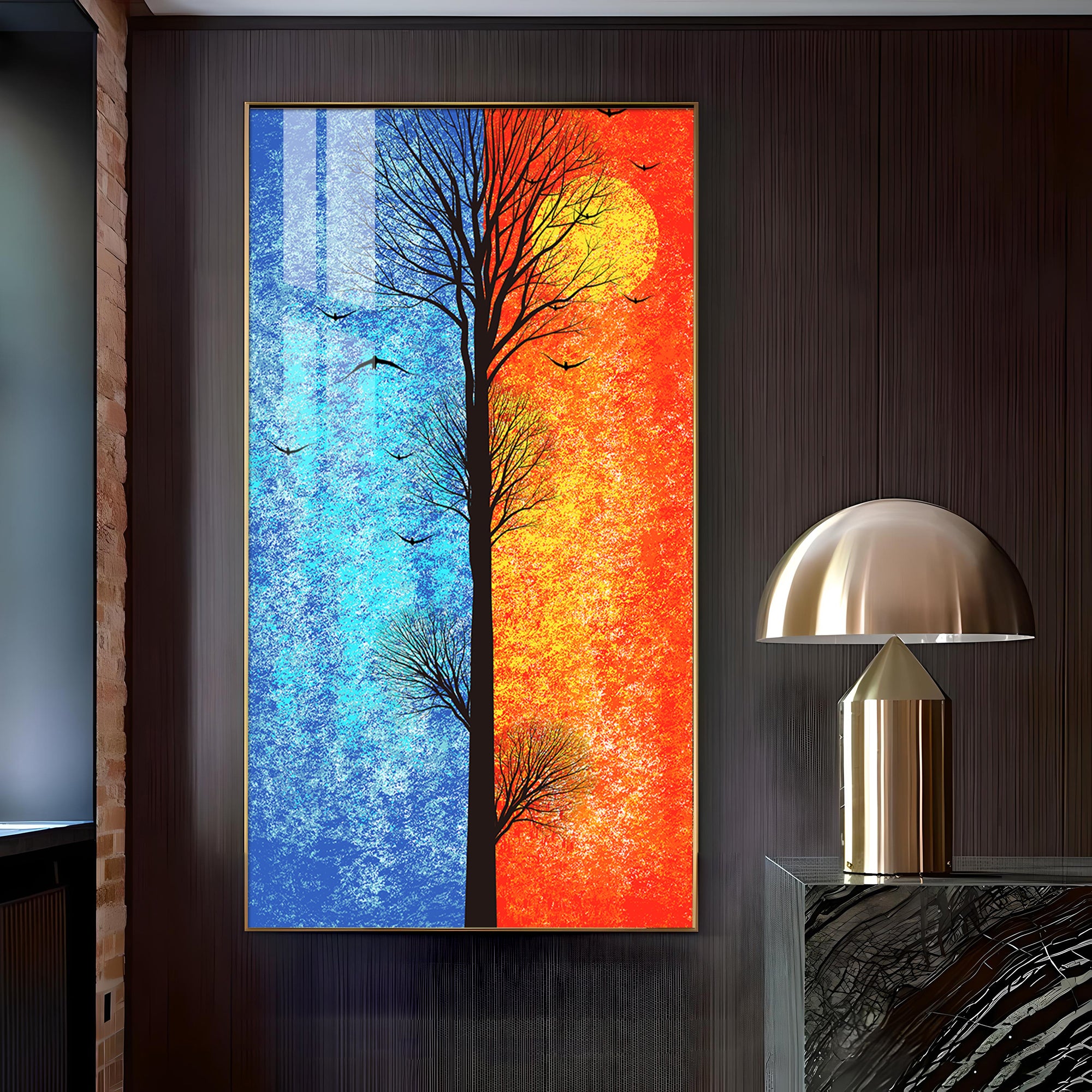 Tranquil Heights Glass Finish Vertical Wall Art