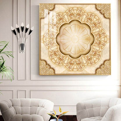 Ornate Masterpiece Glass Finish Square Wall Art