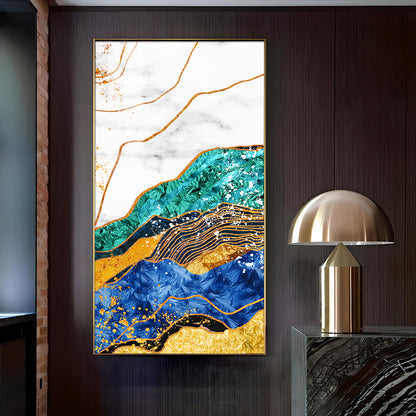 Celestial Marble Fusion Glass Finish Vertical Wall Art