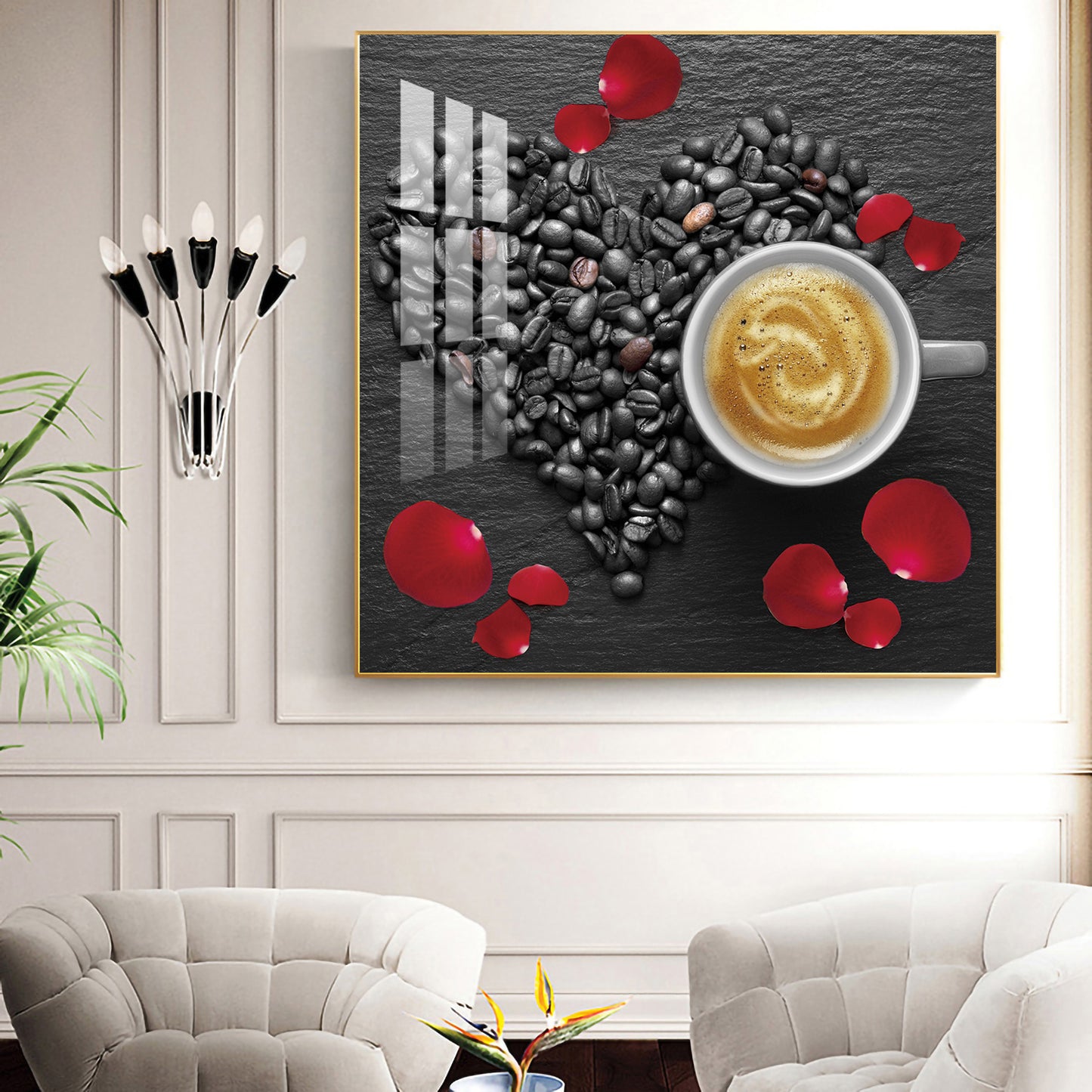 Coffee Charm Glass Finish Square Wall Art