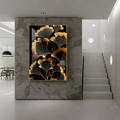 Midnight Petal Glass Finish Vertical Wall Art