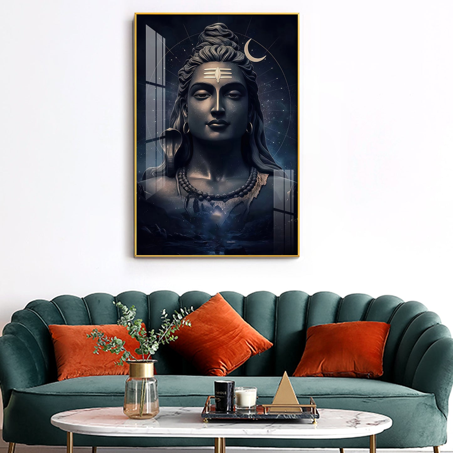 Har Har Mahadev Glass Finish Vertical Wall Art