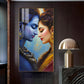 Lord Shiva and Goddess Parvati Glass Finish Vertical Wall Art