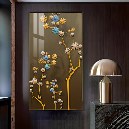 Blossom Mural Glass Finish Vertical Wall Art