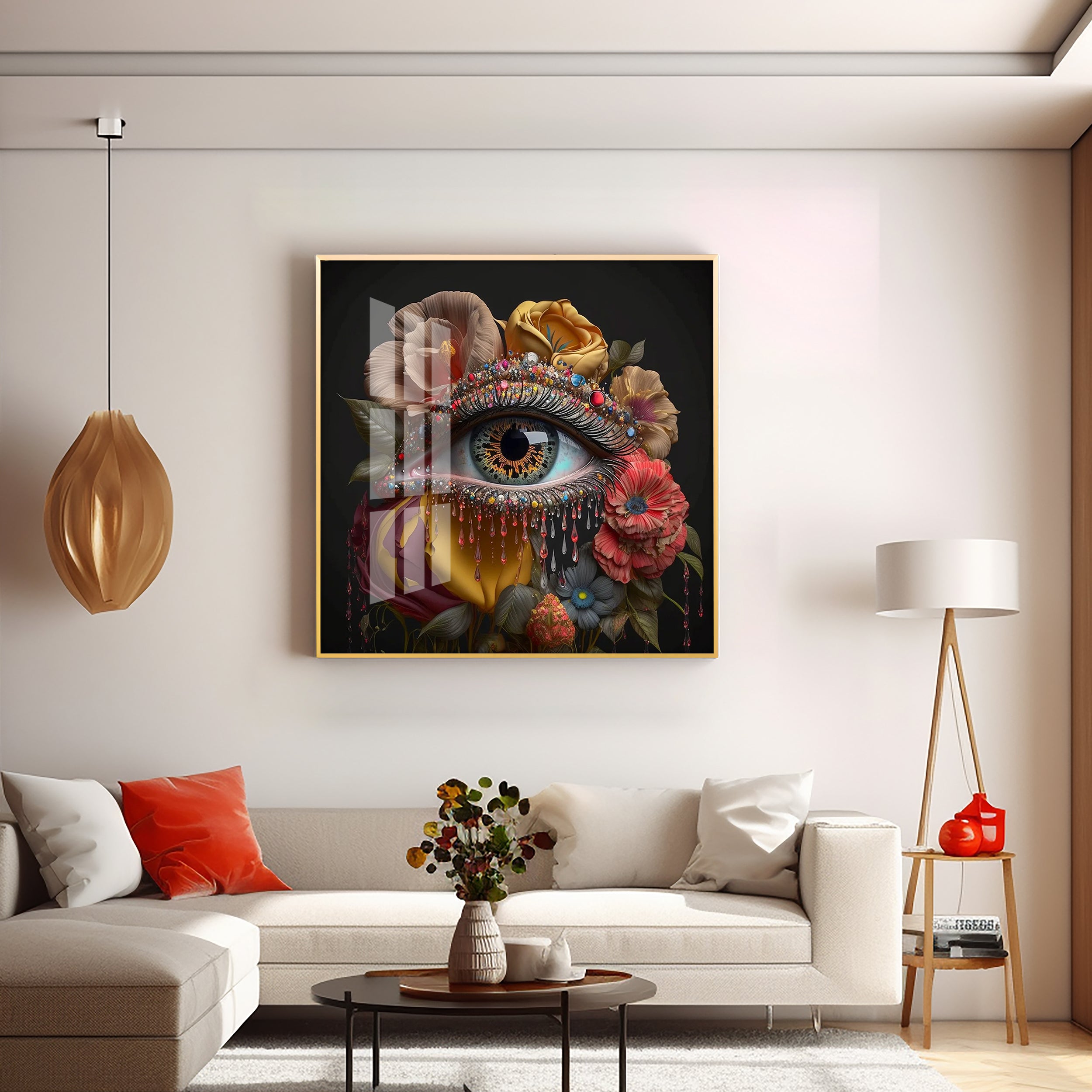 Opulent Eye Oasis Glass Finish Square Wall Art