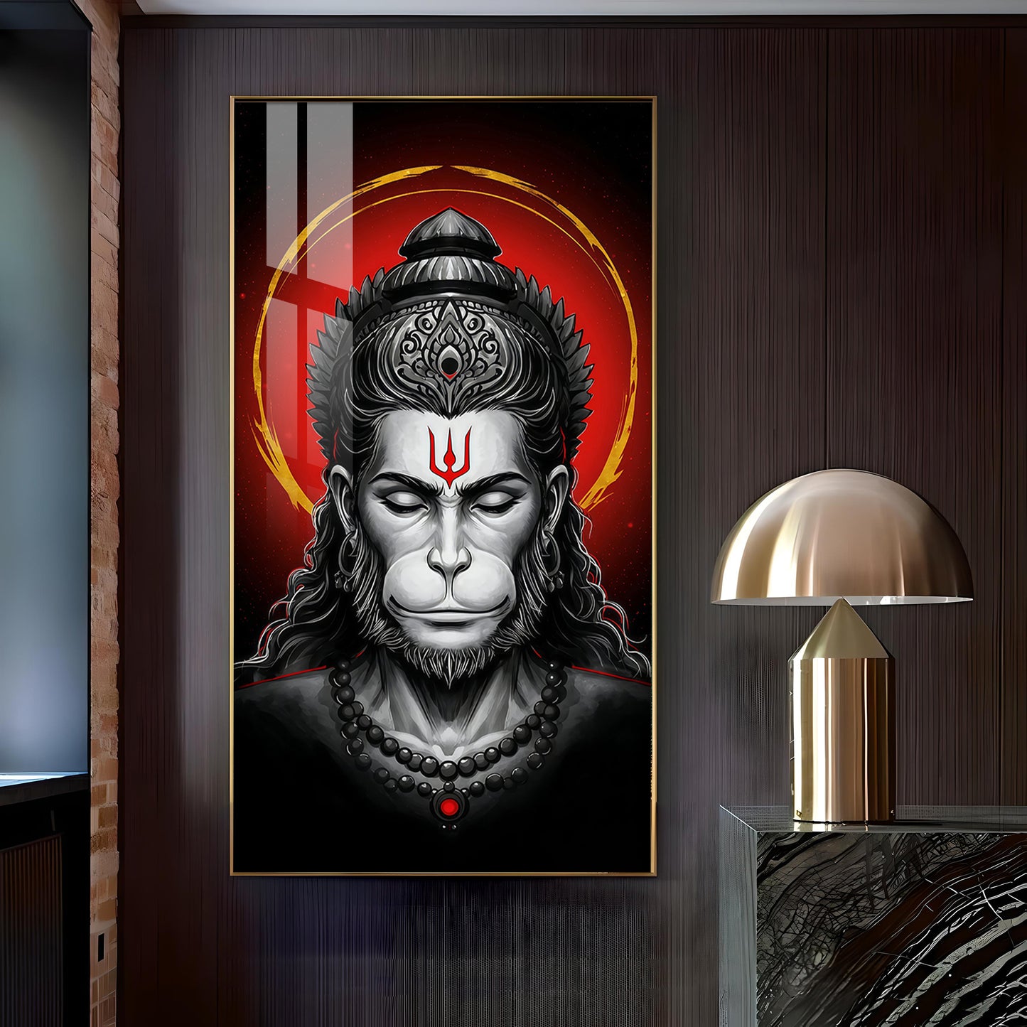 Ram Bhakat Bajarang Bali Glass Finish Vertical Wall Art