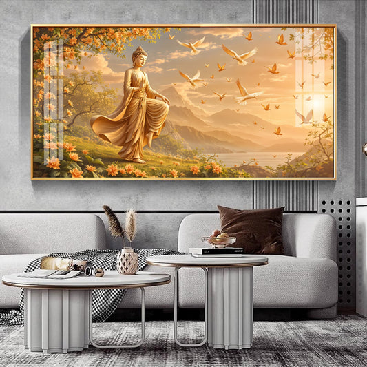 Gudiance Of Light Buddha Glass Finish Horizontal Wall Art