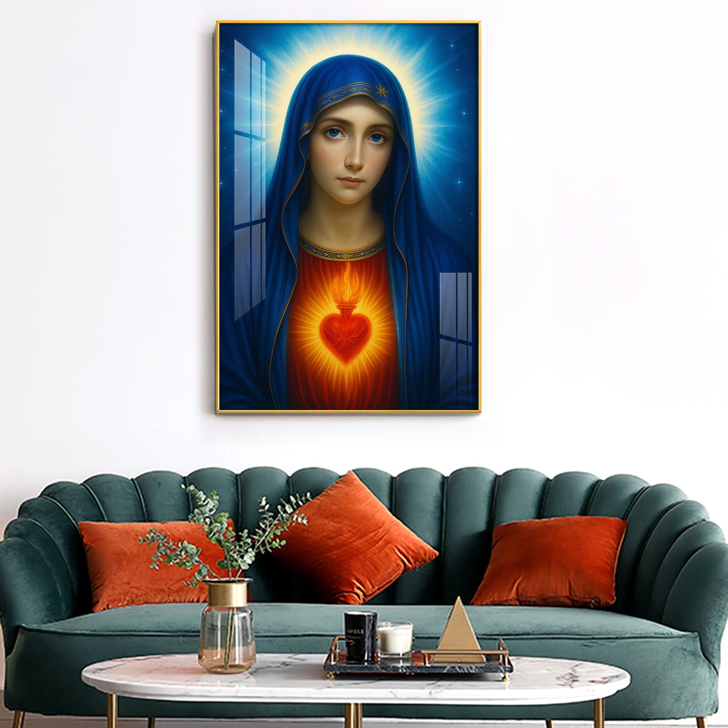 Mary Catholic Glass Finish Vertical Wall Art